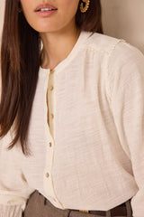 DALIA CREAM EMBROIDERED COTTON BLOUSE