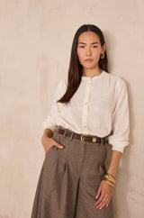 DALIA CREAM EMBROIDERED COTTON BLOUSE