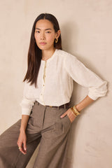 DALIA CREAM EMBROIDERED COTTON BLOUSE