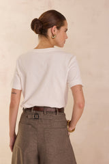 LENI WHITE COTTON T-SHIRT