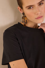 LENI BLACK COTTON T-SHIRT