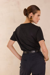 LENI BLACK COTTON T-SHIRT