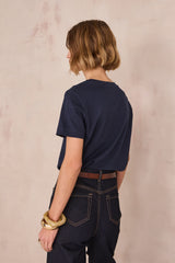 LENI NAVY COTTON T-SHIRT