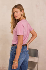 LENI ROSEWOOD COTTON T-SHIRT