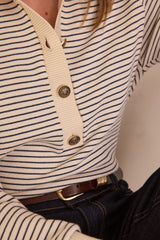 LIVIO STRIPED POLO COLLAR COTTON SWEATSHIRT
