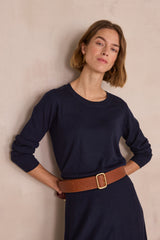 PATTY BLUE FINE-KNIT SWEATER