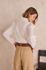 DIAMOND WHITE FLORAL EMBROIDERY COTTON BLOUSE