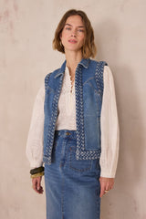 DELICE CREAM FLORAL EMBROIDERY COTTON BLOUSE