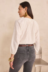 DELICATE CREAM FLORAL EMBROIDERY BLOUSE