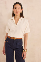 LEXY ECRU SHORT SLEEVE COTTON T-SHIRT