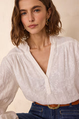 DILA ECRU FLORAL EMBROIDERY BLOUSE