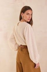 DALMA CREAM EMBROIDERED COTTON BLOUSE