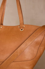 MARCEL LIGHT CAMEL LEATHER TOTE BAG
