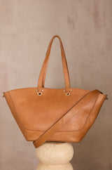 MARCEL LIGHT CAMEL LEATHER TOTE BAG