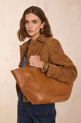 MARCEL LIGHT CAMEL LEATHER TOTE BAG