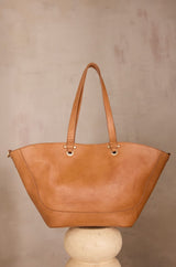 MARCEL LIGHT CAMEL LEATHER TOTE BAG