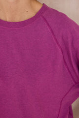 LOUISON DARK FUCHSIA HEMP AND COTTON T-SHIRT