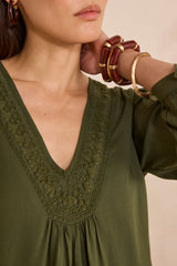 DORIAN KAKI LONG SLEEVE BLOUSE