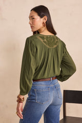 DORIAN KAKI LONG SLEEVE BLOUSE