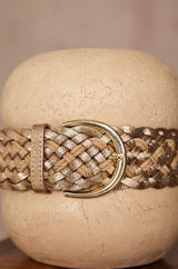 ELIE GOLD LEATHER BELT