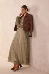 BRIGHT GOLD LONG WRAP DRESS