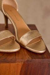 VERA GOLD HEELED LEATHER SANDALS