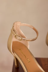 VERA GOLD HEELED LEATHER SANDALS