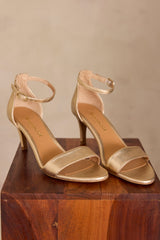 VERA GOLD HEELED LEATHER SANDALS