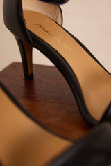 VERA BLACK HEELED LEATHER SANDALS