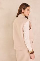 FLEUR CREAM SLEEVELESS WOOL JACKET