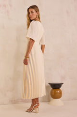 BILLIE CREAM PLEATED LONG DRESS