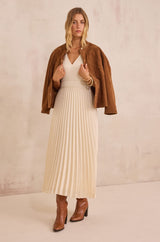 BILLIE CREAM PLEATED LONG DRESS