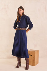 ESTHER NAVY PLEATED SKIRT