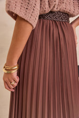 ODESSA ROSEWOOD PLEATED MIDI SKIRT