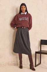 OPHELIE GREY MIDI SKIRT