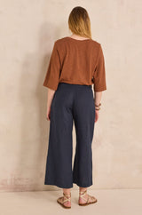TINO INK WIDE LINEN TROUSERS