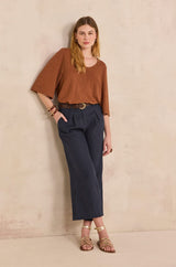 TINO INK WIDE LINEN TROUSERS