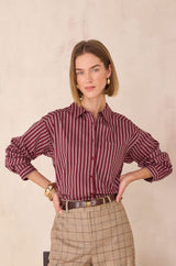 PASSY BURGUNDY STRIPED SHIRT
