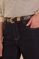 DELIA DARK RINSE TURN-UP CROPPED JEANS