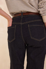 DELIA DARK RINSE TURN-UP CROPPED JEANS