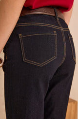 DELIA DARK RINSE TURN-UP CROPPED JEANS