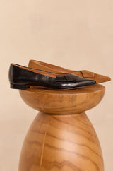 SARAH BLACK LEATHER BALLERINAS