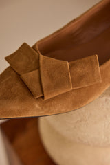SARAH LIGHT CAMEL SUEDE BALLET FLATS