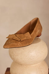 SARAH LIGHT CAMEL SUEDE BALLET FLATS