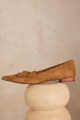 SARAH LIGHT CAMEL SUEDE BALLET FLATS