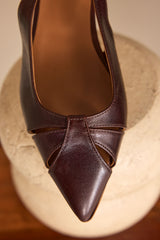 SOFIA  CHOCOLATE SLINGBACK LEATHER BALLET FLATS