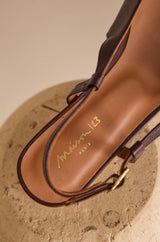 SOFIA  CHOCOLATE SLINGBACK LEATHER BALLET FLATS