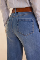 RUBY STONE USED TURN-UP CROPPED JEANS