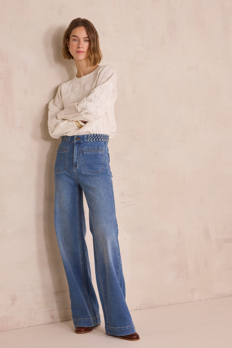 ROSA BRAIDED WAIST WIDE-LEG JEANS – Maison 123 Lebanon