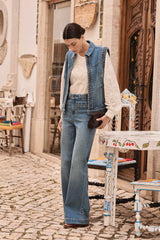 ROSA BRAIDED WAIST WIDE-LEG JEANS